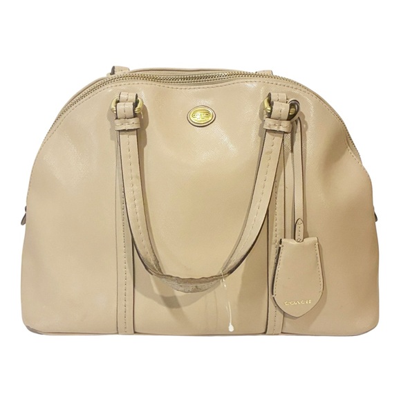 COACH F25671 B4/Sand Peyton Cora Dome Satchel FLAWED Shoulderbag - Picture 1 of 8